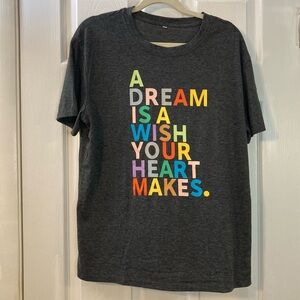 Dark Heather Gray Graphic T-Shirt with Colorful Disney Phrase Women's Size XL